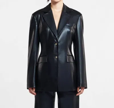 Nanushka Hathi Okobor Alt-leather Blazer In Black