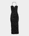 Nanushka Haylen Seersucker Chiffon Halter Midi Dress