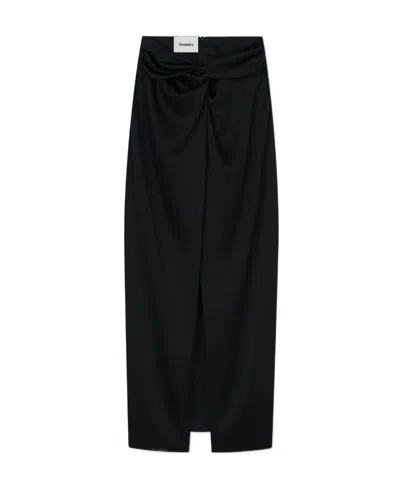 Nanushka Heida Satin Wrap Maxi Skirt In Black
