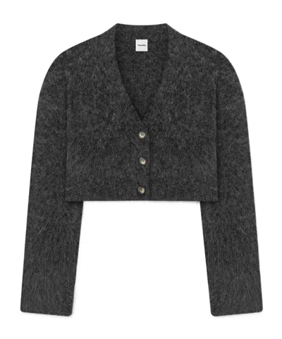 Nanushka Dark Grey Stretch Nylon Blend Henny Cardigan
