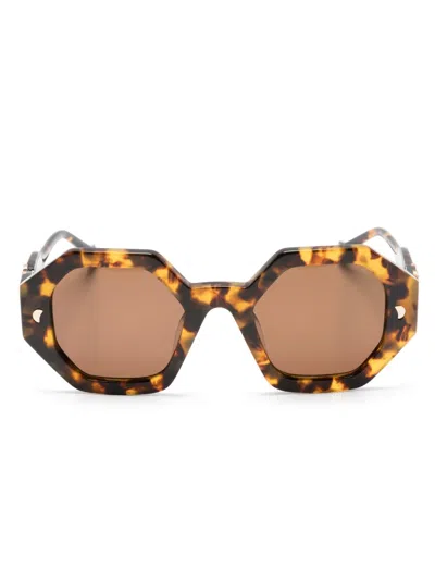 Nanushka Hexagonal-frame Logo-plaque Sunglasses