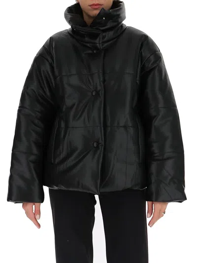 Nanushka Hide High-neck Puffer Jacket In Black