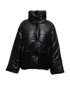 Nanushka Hide Quilted Padded Vegan Leather Jacket In Black