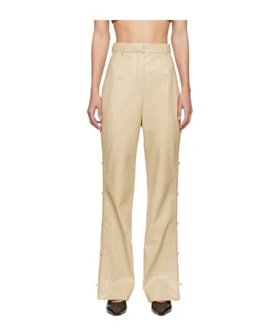 Nanushka Beige Felina Vegan Leather Trousers In Almond