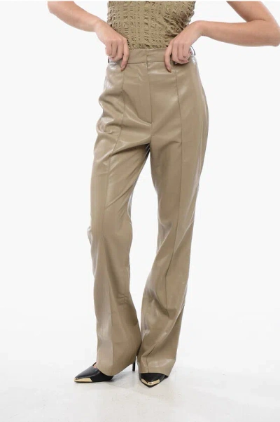 Nanushka High Waisted Faux Leather Leena Pants In Beige