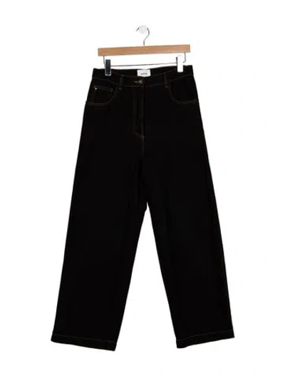 Pre-owned Nanushka High-rise Wide Leg Jeans In Black
