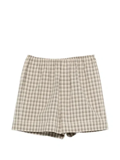 Nanushka Hira Loose Checked Shorts In Neutral
