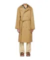 Nanushka Hooded Trench Coat In Nude