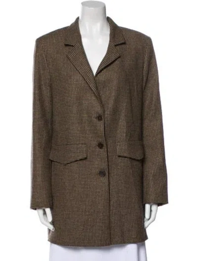 Pre-owned Nanushka Houndstooth Print Blazer In Brown