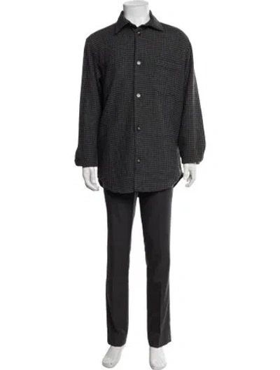 Pre-owned Nanushka Houndstooth Print Long Sleeve Shirt In Grey
