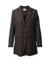 Nanushka Houndstooth Print Oversized Blazer In Brown Polyester In Brown