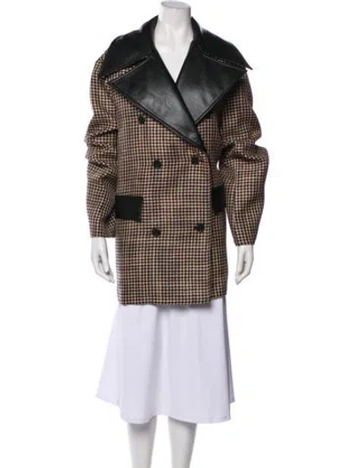 Pre-owned Nanushka Houndstooth Print Peacoat W/ Tags In Brown