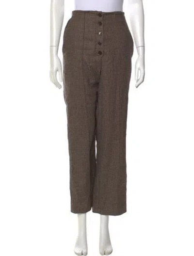 Pre-owned Nanushka Houndstooth Print Wide Leg Pants In Brown