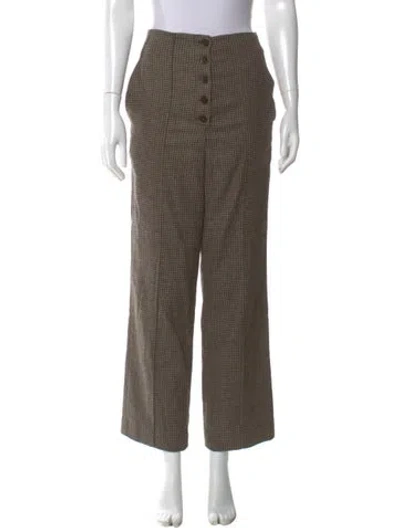 Pre-owned Nanushka Houndstooth Print Wide Leg Pants In Brown