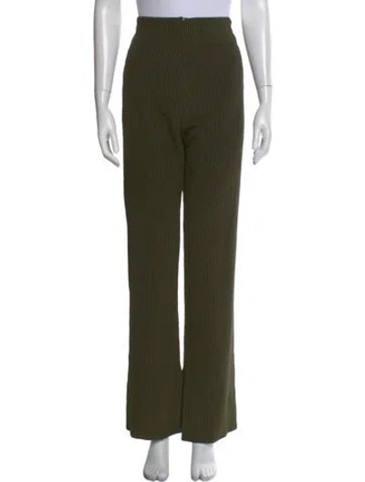 Pre-owned Nanushka Houndstooth Print Wide Leg Pants In Green