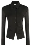Nanushka Idana Long-sleeve Button-front Top In Black