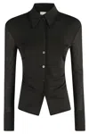Nanushka Idana Long-sleeve Button-front Top In Black
