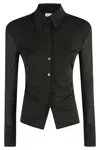 Nanushka Idana Long-sleeve Button-front Top In Black