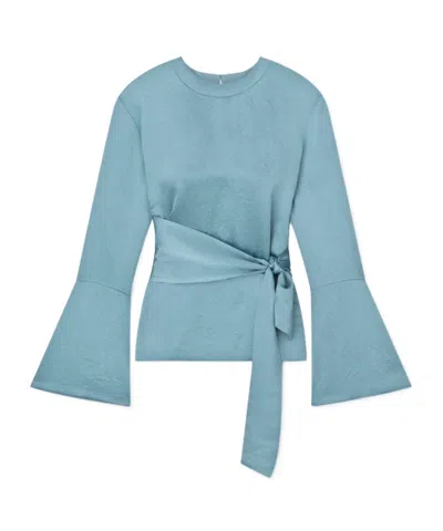 Nanushka Ilon Belted Blouse In Blue