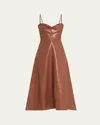 Nanushka Iwona Alt-leather Midi Dress In Henna Black