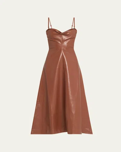 Nanushka Iwona Alt-leather Midi Dress In Henna Black