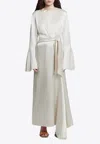 Nanushka Jabelle Crinkled Satin Maxi Dress In Cream