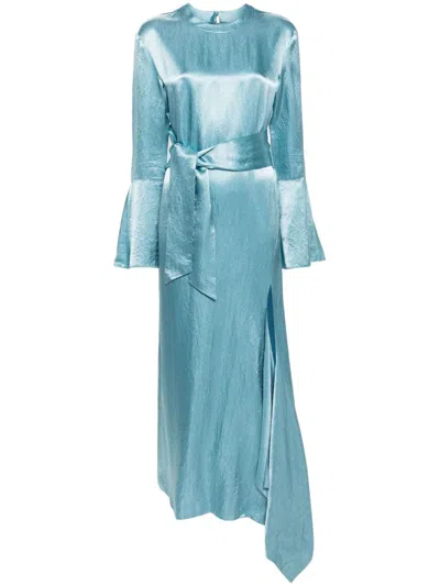 Nanushka Jabelle Satin Maxi Dress In Blue
