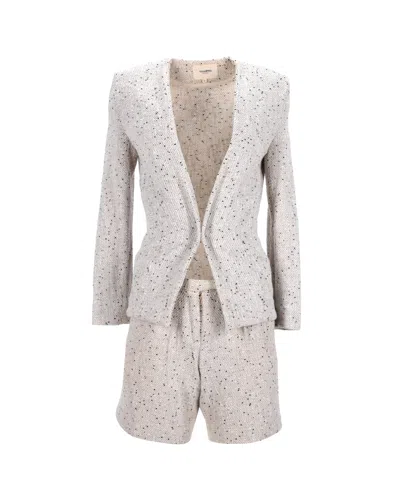 Nanushka Jacket And Shorts Set In Beige Cotton