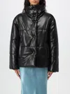 Nanushka Black Hide Vegan Leather Puffer Jacket In Schwarz