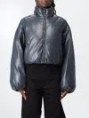 Nanushka Black Lilima Down Vegan Leather Jacket In Blue