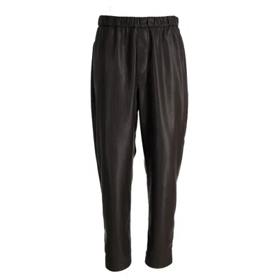 Nanushka Jain Okobor Alt-leather Relaxed Pants In Black Polyester In Brown
