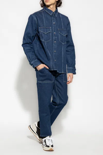 Nanushka Tristo Organic Cotton Denim Shirt In Navy