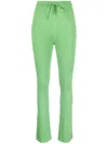Nanushka Cornelie Ribbed-knit Flared Trousers In Green