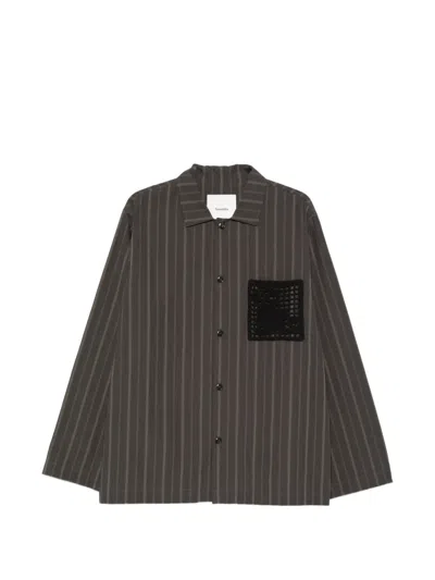 Nanushka Jelmer Striped Shirt In Brown