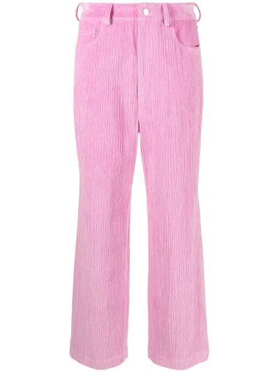 Nanushka Josine Velvet Cotton Trousers In Pink
