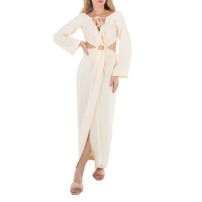 Nanushka Kacela Long Sleeve Front Slit Cut Out Dress In Neutral