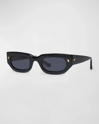 Nanushka Kadee Oval Acetate Sunglasses In Black