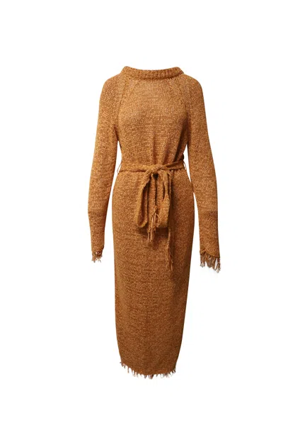 Nanushka Kaize Knit Dress In Orange Polyester In Brown