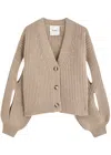 Nanushka Karolin Ribbed Wool-blend Cardigan In Ecru
