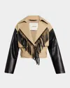 Nanushka Kazia Jacket In Beigeblack
