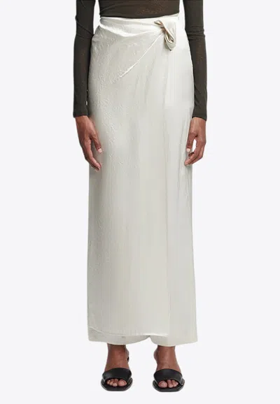 Nanushka Kehlani Crinkled Satin Wrap Pants In Cream