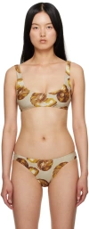 Nanushka Khaki Malti Bikini Top In Seashell Sand