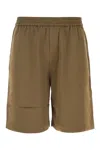 Nanushka Satin Remko Bermuda Shorts Featuring Pockets In Darkkhaki