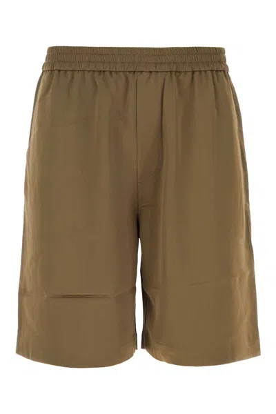 NANUSHKA KHAKI SATIN REMKO BERMUDA SHORTS