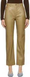 Nanushka + Net Sustain Vinni Cropped Okobor Straight-leg Pants In Khaki