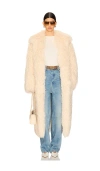 Nanushka Kilah Long Faux Fur Coat In Cream