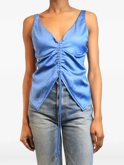 Pre-owned Nanushka Klara Ruched Tank Top In Blue