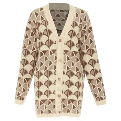 Pre-owned Nanushka Knit Intarsia Cardigan In Brown