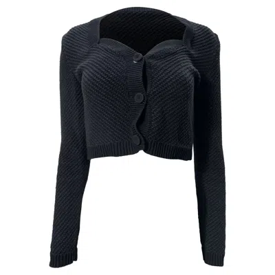Nanushka Knitted Crop Cardigan In Black Cotton