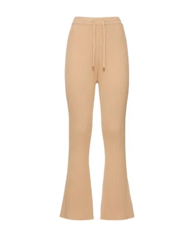 Nanushka Knitted Trumpet Casual Pants In Brown